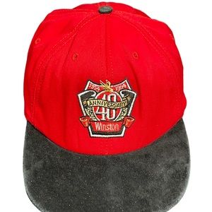 Vtg Winston NASCAR Snapback Hat Cap 40th Anniversary 1994‎  USA Made Red Black